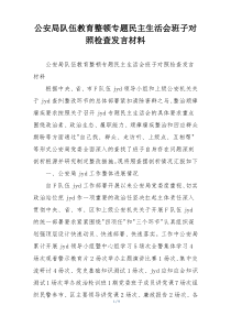 公安局队伍教育整顿专题民主生活会班子对照检查发言材料