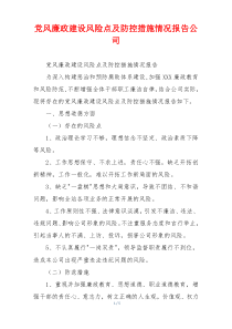 党风廉政建设风险点及防控措施情况报告公司