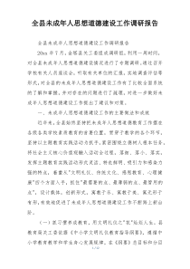 全县未成年人思想道德建设工作调研报告