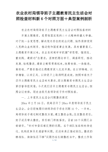 农业农村局领导班子主题教育民主生活会对照检查材料新6个对照方面＋典型案例剖析