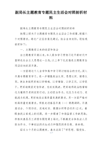 副局长主题教育专题民主生活会对照剖析材料