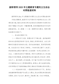 副职领导2025年主题教育专题民主生活会对照检查材料