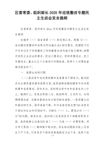 区委常委、组织部长2025年巡视整改专题民主生活会发言提纲