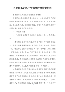 县委副书记民主生活会对照检查材料