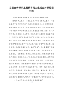 县委宣传部长主题教育民主生活会对照检查材料