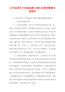 公司纪委关于纪检监察干部队伍教育整顿自查报告
