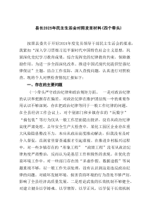 县长2025年民主生活会对照发言材料（四个带头）(9篇)范文