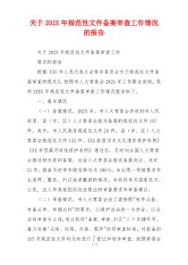 关于202X年规范性文件备案审查工作情况的报告