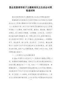 国企党委领导班子主题教育民主生活会对照检查材料