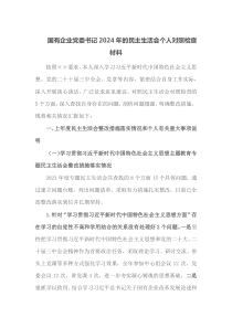 国有企业党委书记2024年的民主生活会个人对照检查材料