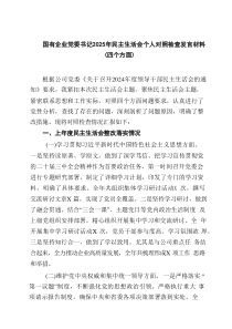 国有企业党委书记2025年民主生活会个人对照检查发言材料（四个方面）范文7篇完整