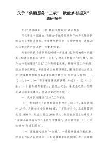 关于“供销服务‘三农’ 赋能乡村振兴” 调研报告