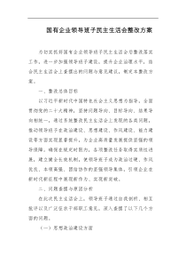国有企业领导班子民主生活会整改方案
