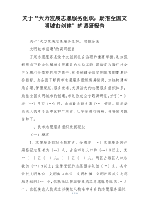 关于“大力发展志愿服务组织，助推全国文明城市创建”的调研报告