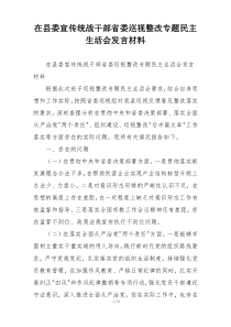 在县委宣传统战干部省委巡视整改专题民主生活会发言材料