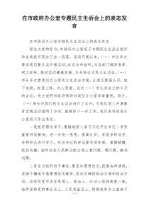 在市政府办公室专题民主生活会上的表态发言