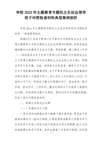学校2025年主题教育专题民主生活会领导班子对照检查材料典型案例剖析