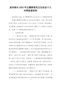 宣传部长2025年主题教育民主生活会个人对照检查材料