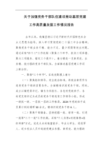 关于加强党务干部队伍建设推动基层党建工作高质量发展工作情况报告