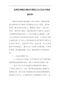 巡察反馈意见整改专题民主生活会对照检查材料