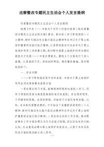 巡察整改专题民主生活会个人发言提纲