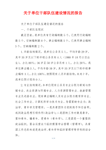 关于单位干部队伍建设情况的报告