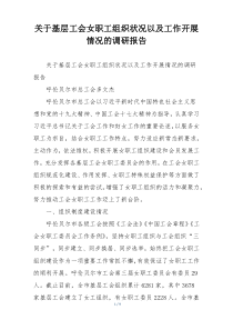 关于基层工会女职工组织状况以及工作开展情况的调研报告