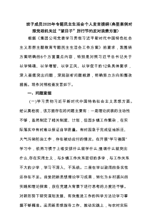 班子成员2025年专题民主生活会个人发言提纲（典型案例对照党政机关过“紧日子”厉行节约反对浪费方面）