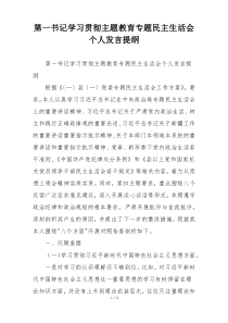 第一书记学习贯彻主题教育专题民主生活会个人发言提纲