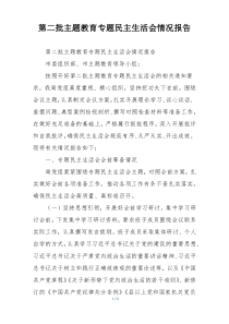 第二批主题教育专题民主生活会情况报告
