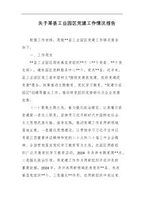 关于某县工业园区党建工作情况报告