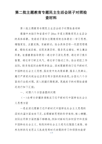 第二批主题教育专题民主生活会班子对照检查材料