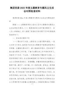 集团党委2025年度主题教育专题民主生活会对照检查材料