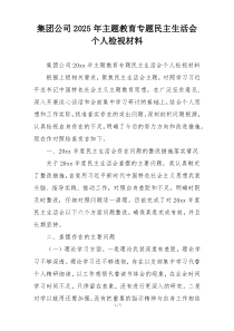 集团公司2025年主题教育专题民主生活会个人检视材料
