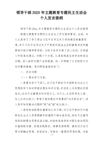 领导干部2025年主题教育专题民主生活会个人发言提纲