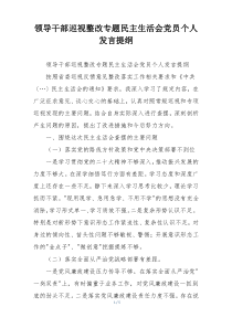 领导干部巡视整改专题民主生活会党员个人发言提纲