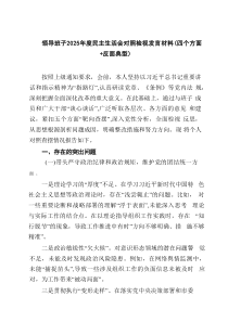 领导班子2025年度民主生活会对照检视发言材料（四个方面反面典型）（共8篇）