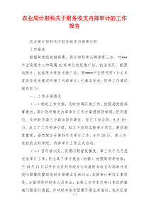 农业局计财科关于财务收支内部审计的工作报告