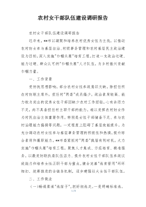 农村女干部队伍建设调研报告