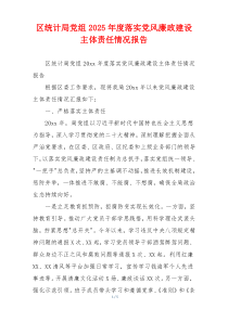 区统计局党组2025年度落实党风廉政建设主体责任情况报告