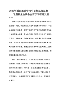 2025年国企理论学习中心组巡视巡察专题民主生活会会前学习研讨发言