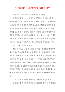 县“双减”工作情况专项督导报告