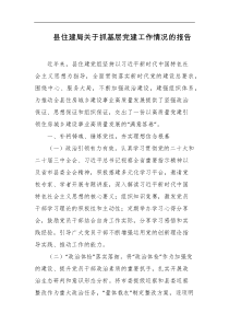 县住建局关于抓基层党建工作情况的报告