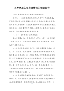 县养老服务业发展情况的调研报告