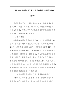 县加强农村实用人才队伍建设问题的调研报告