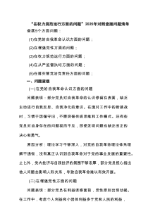 “在权力规范运行方面的问题”2025年对照查摆问题清单（精选8篇）