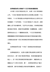 发挥制度协同力是做好“十五五”规划的重要原则