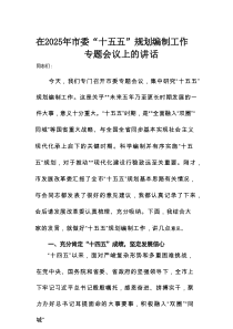 在2025年市委“十五五”规划编制工作专题会议上的讲话
