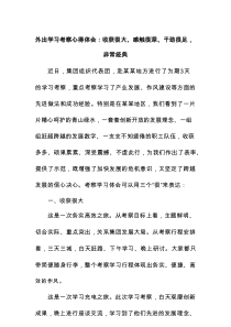 外出学习考察心得体会：收获很大、感触很深、干劲很足，非常经典