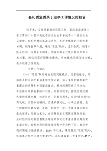 县纪委监委关于巡察工作情况的报告